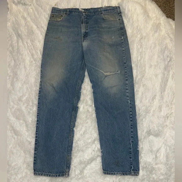 Carhartt Mens Jeans size 42 x 34 Light Wash Work Pants Vintage - Picture 2 of 9